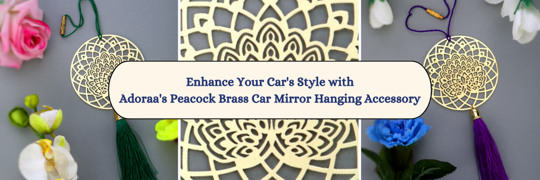 Enhance Your Car's Style with Adoraa's Peacock Brass Car Mirror Hanging Accessory