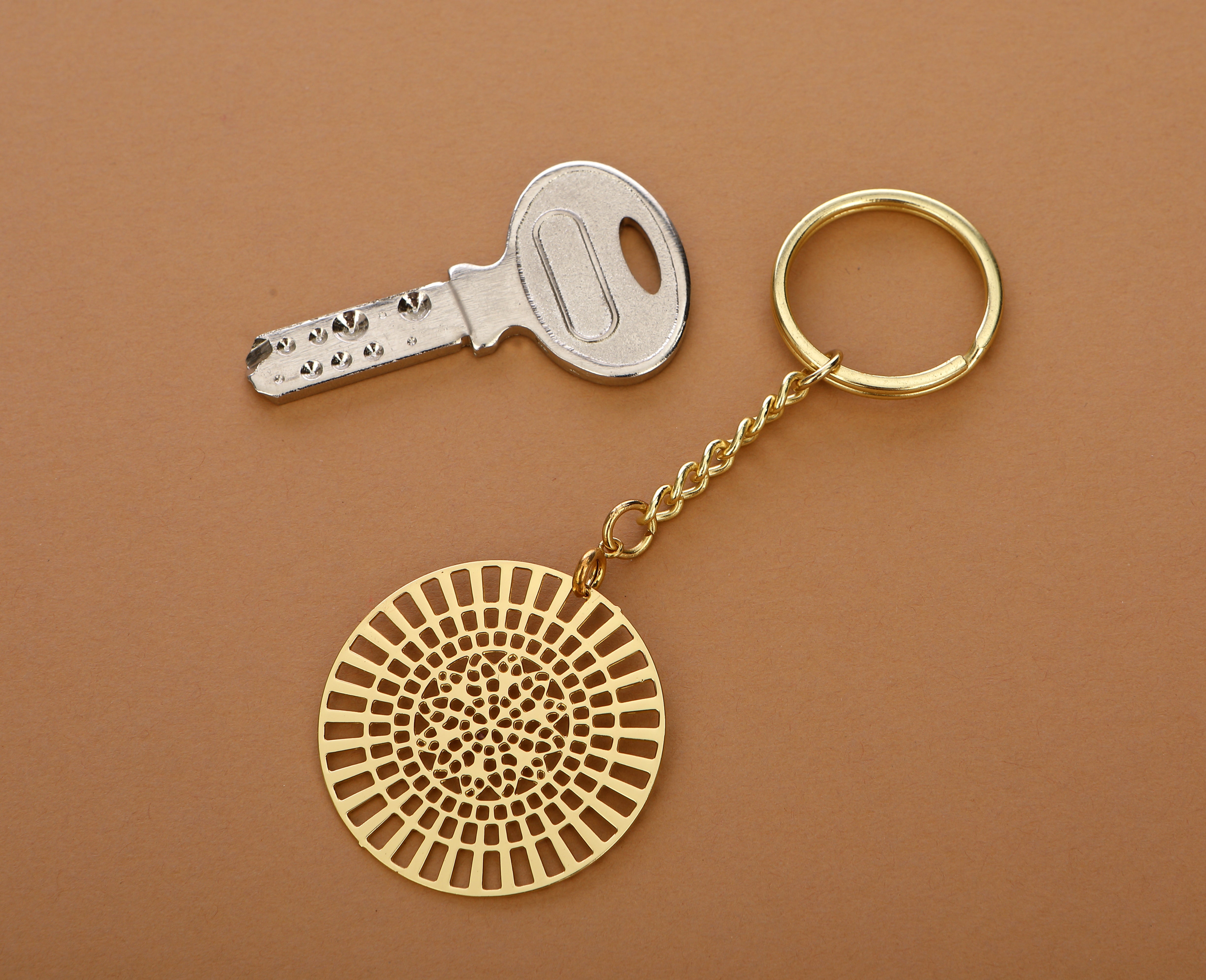 Buy handcrafted pure brass gold finish key chain rings online