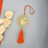 Ganesha car rear view mirror hanging décor in brass metal