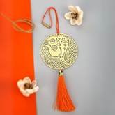 Ganesha car rear view mirror hanging décor in brass metal
