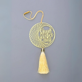 Good vibes only car rear view mirror hanging décor in brass metal