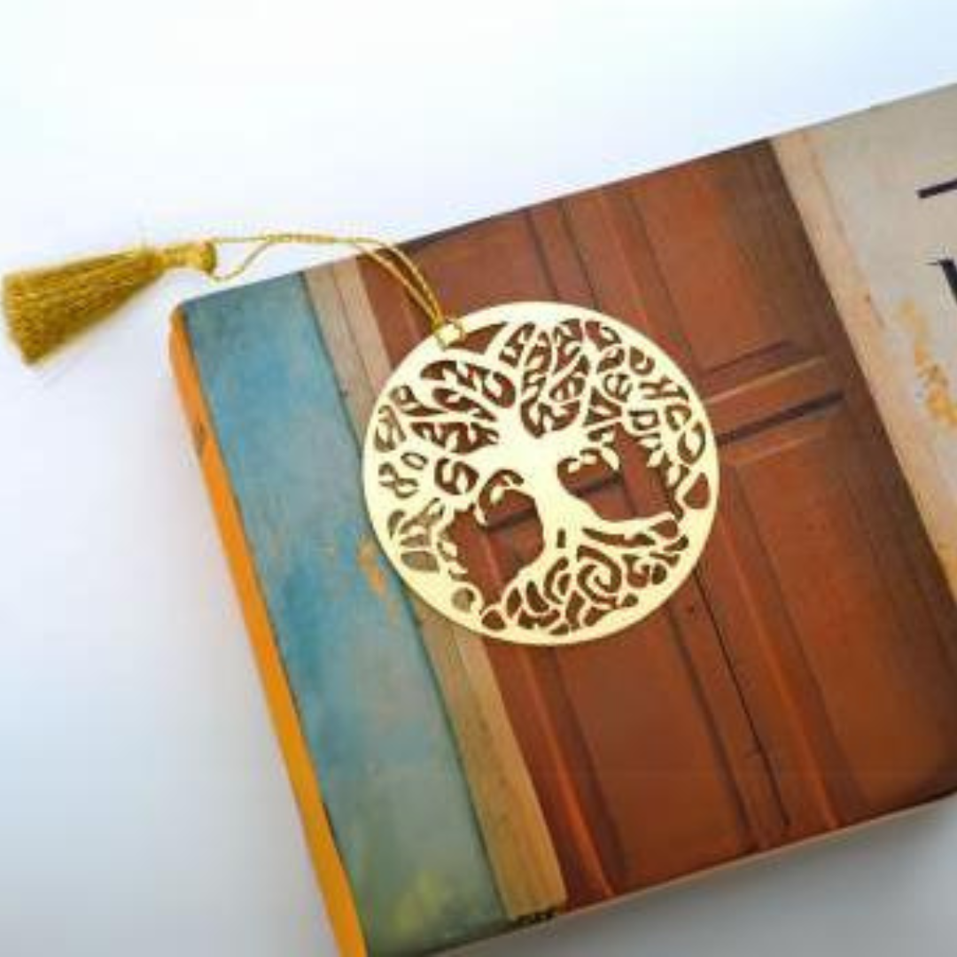 Tree of Life Golden Brass Metal Bookmark with Golden Tassel - Perfect Gift for Friends & Family
