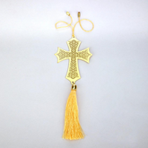 Christian Jesus Cross Hanging Accessories for Car rear view mirror Decor in Brass
