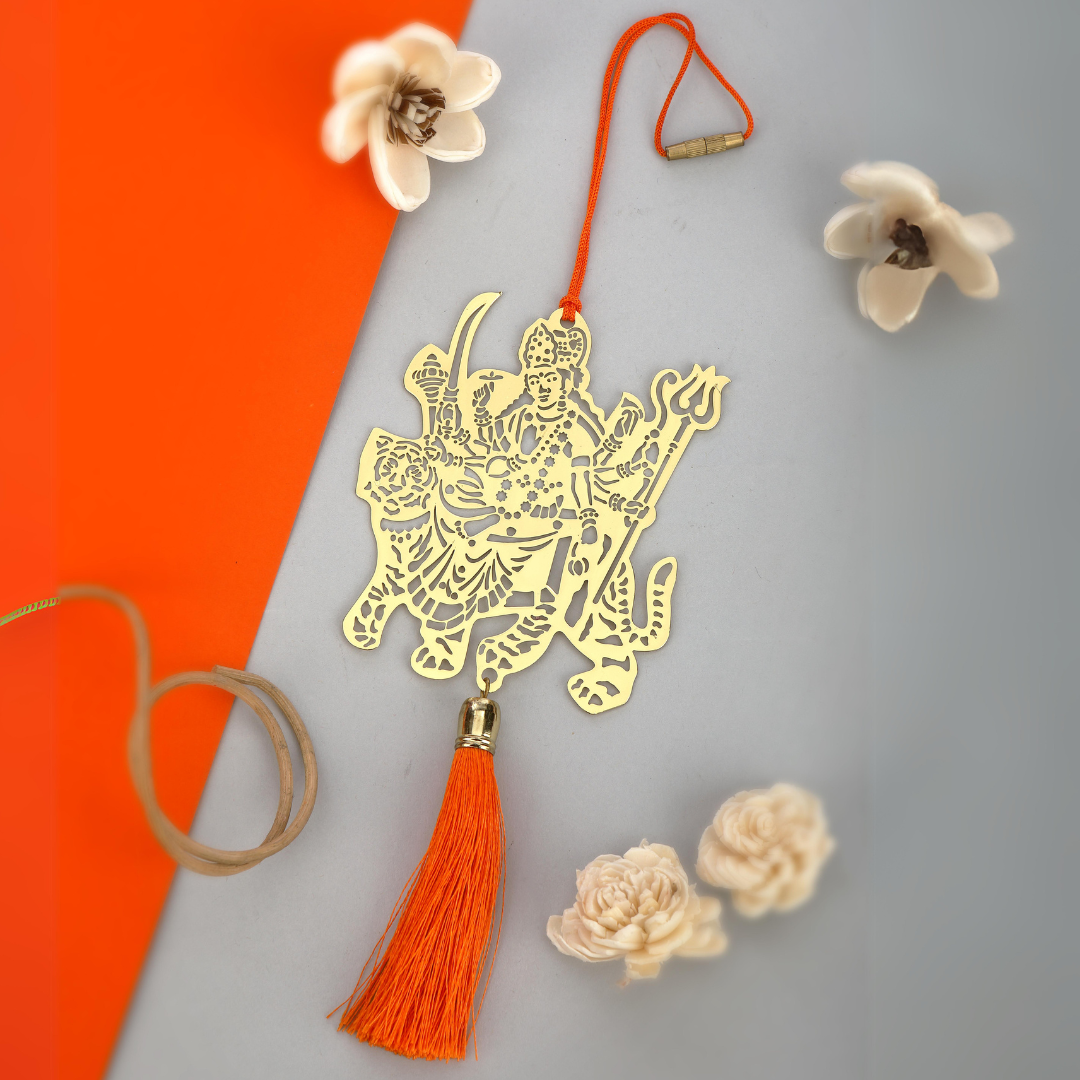 ADORAA Handcrafted Shiva Car Hanging Ornament - Brass Lord Shiva Rear View Mirror Charm