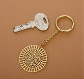 Dial Design Brass Key Chain Ring in Golden Finish