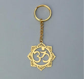 Floral Om Brass Key Chain