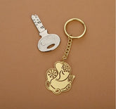Ganesha Ganpati Brass Key Chain Ring in Golden Finish