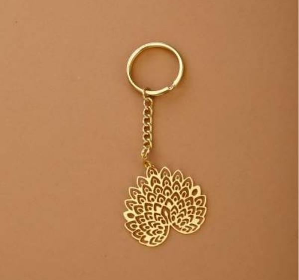 Peacock Brass Key Chain Ring in Golden Finish