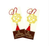Pack of 2 Hindu Om Symbol Hanging Accessories for Car rear view mirror Decor in Brass - Floral