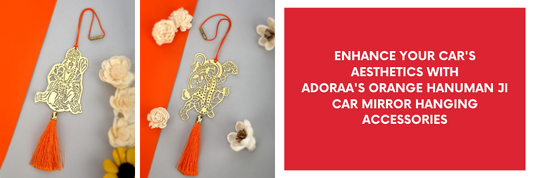 Enhance Your Car's Aesthetics with Adoraa's Orange Hanuman Ji Car Mirror Hanging Accessories
