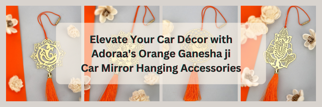 Elevate Your Car Décor with Adoraa's Orange Ganesha ji Car Mirror Hanging Accessories