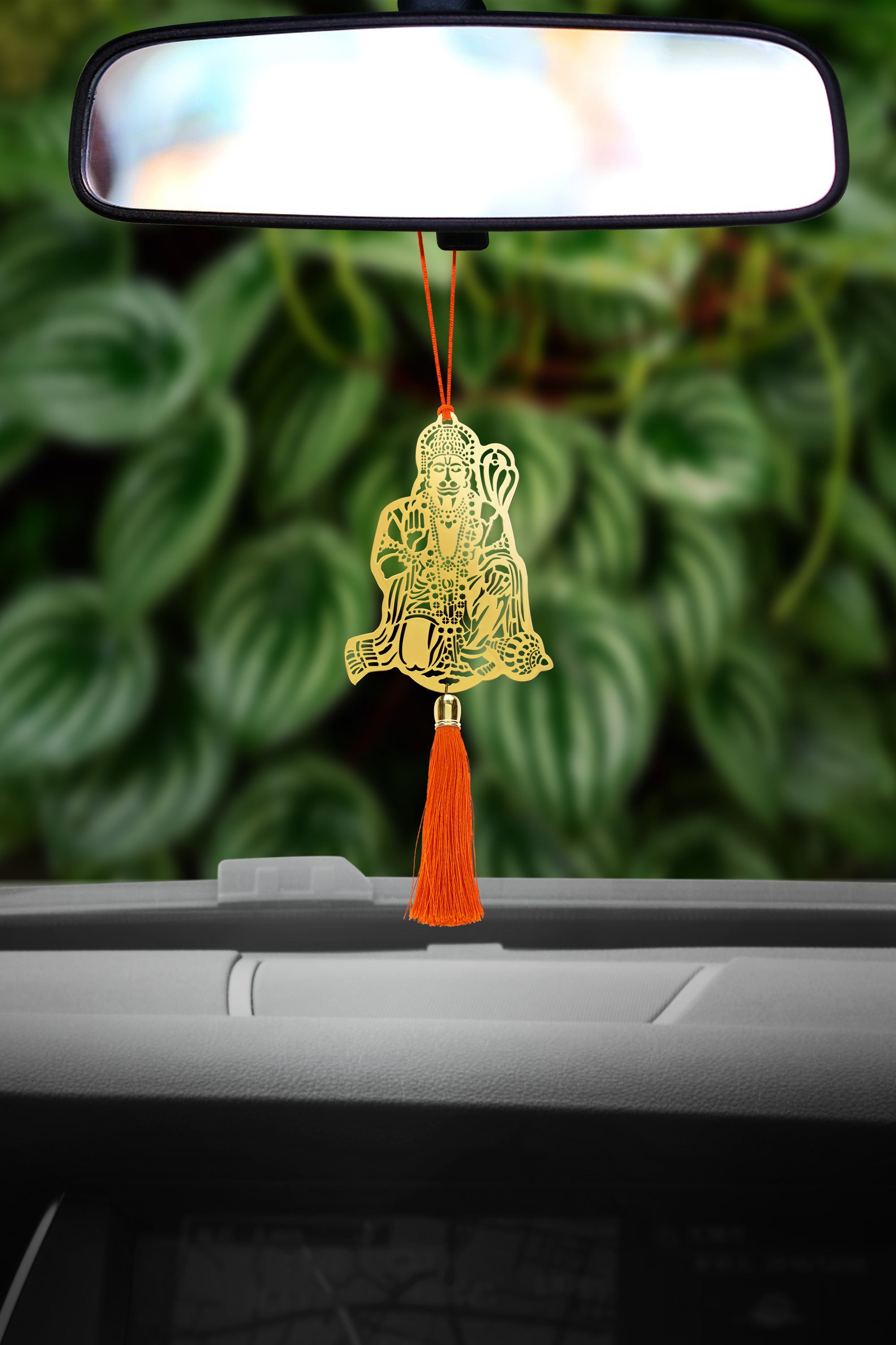 Jai Hanuman Bajrang Bali Hanging Accessories for Car rear view mirror Décor in Brass