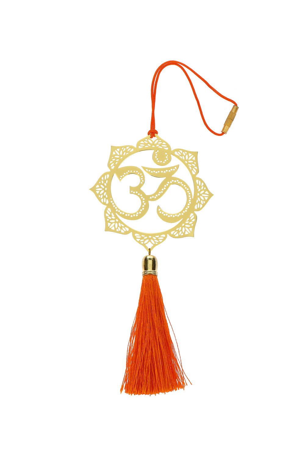 Hindu Om Symbol Hanging Accessories for Car rear view mirror Decor in Brass - Floral