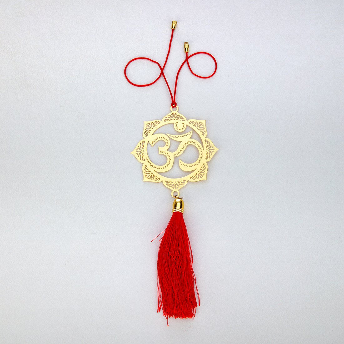 Hindu Om Symbol Hanging Accessories for Car rear view mirror Decor in Brass - Floral