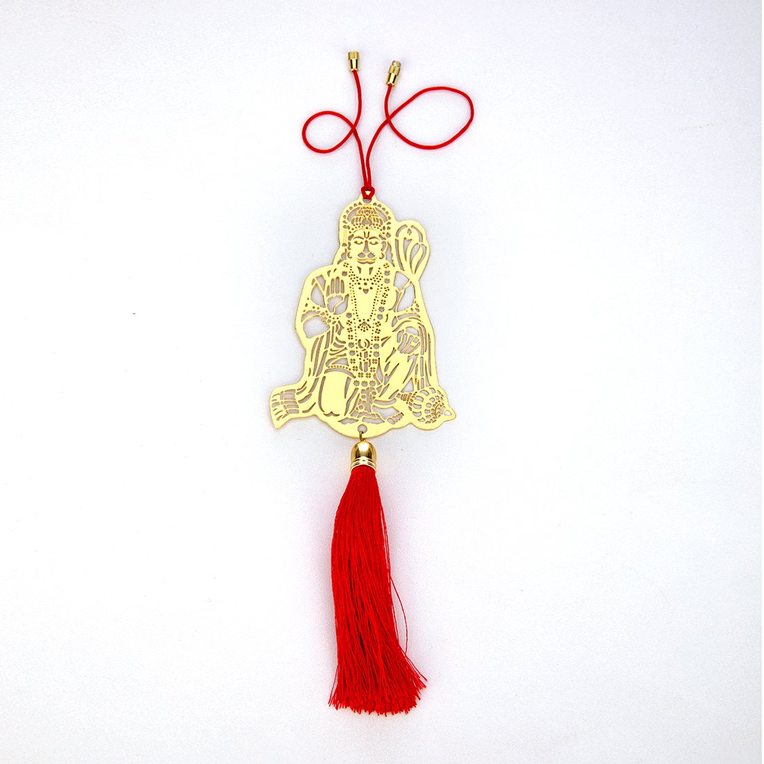 Pack of 2 - Jai Hanuman Bajrang Bali Hanging Accessories for Car rear view mirror Décor in Brass