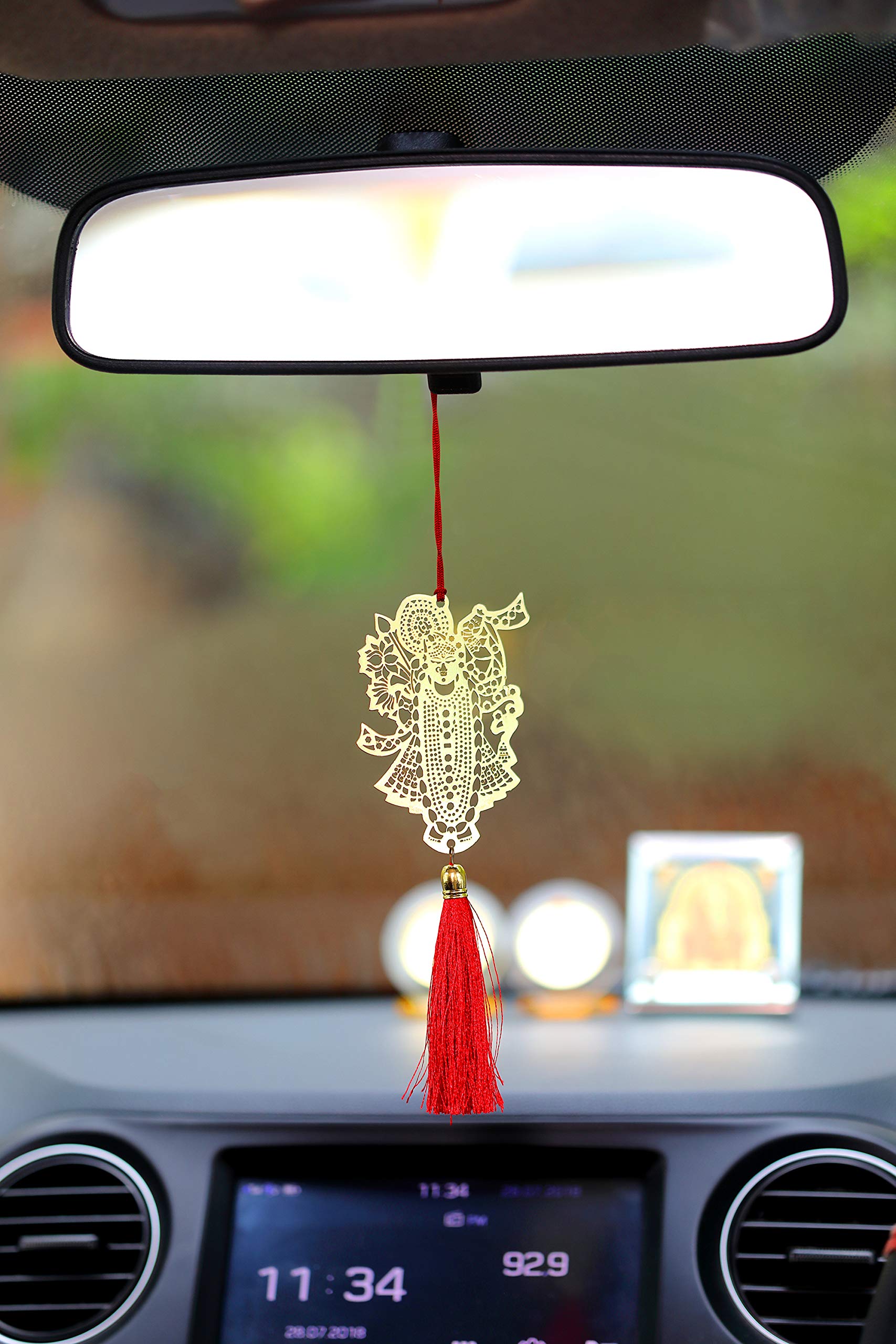 Pack of 2 - Shrinathji/ Shreenathji Hanging Accessories for Car rear view mirror Decor in Brass