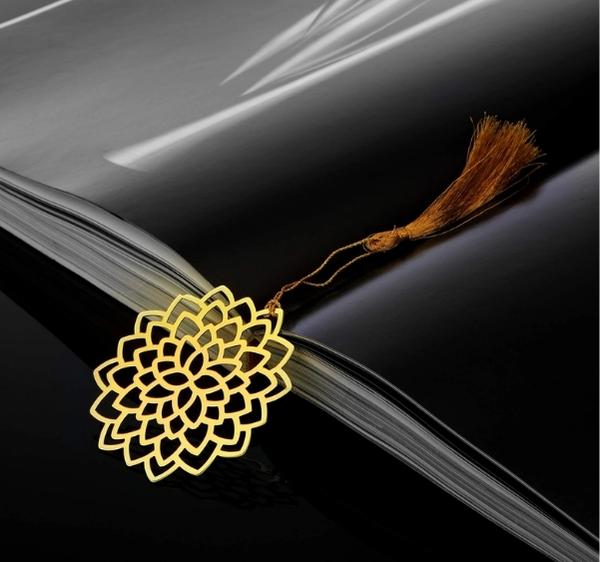 Concentric Petals Golden Brass Metal Bookmark