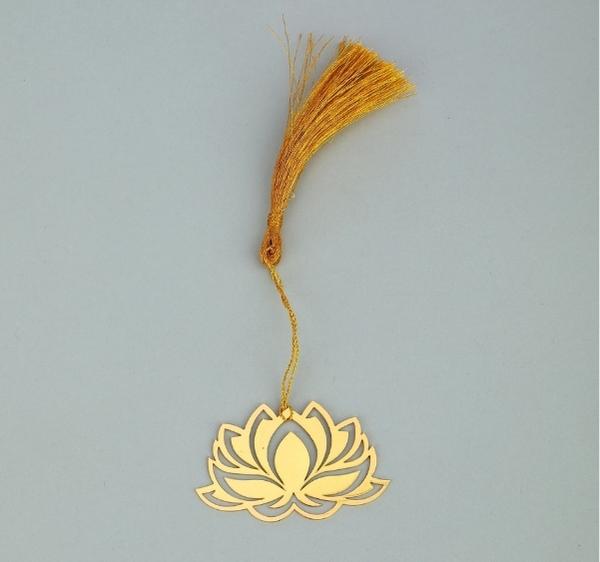 Floral Lotus Golden Brass Metal Bookmark