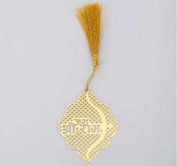 ADORAA's Jai Shree Ram Golden Brass Metal Bookmark with Golden Tassel - Perfect Gift for Friends & Family