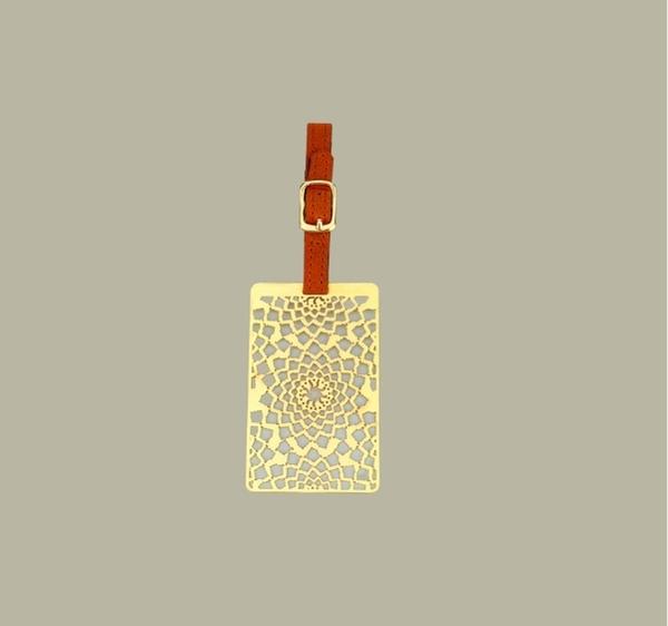 Adoraa's Noor Collection Circular Design Brass Luggage Tag