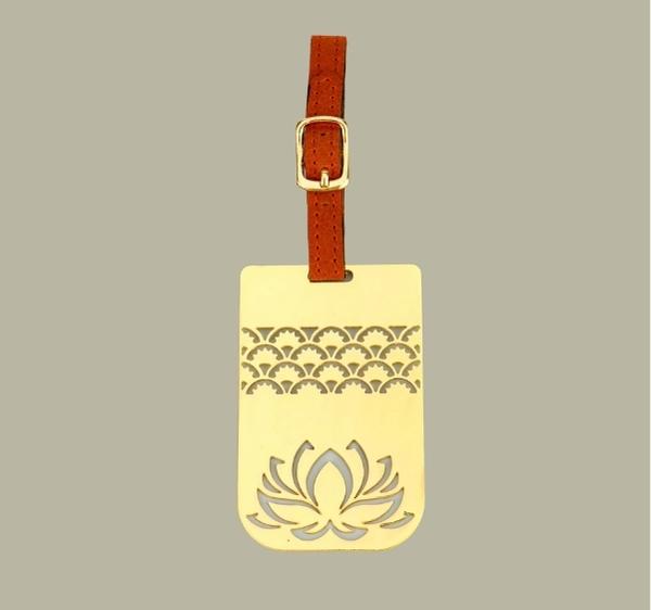 Adoraa's Rythym Collection Lotus Brass Luggage Tag