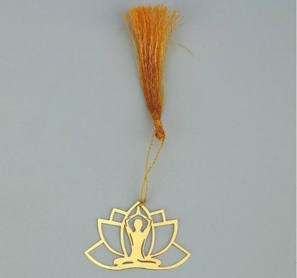 Yoga Golden Brass Metal Bookmark