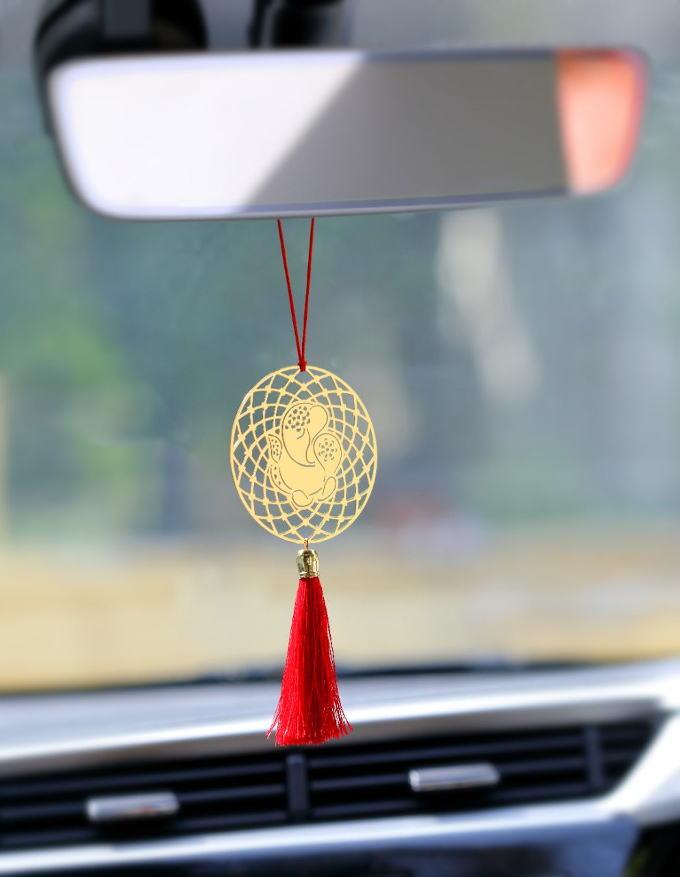 Shrinathji Hanging Accessories for Car rear view mirror Decor in Brass –  ADORAA