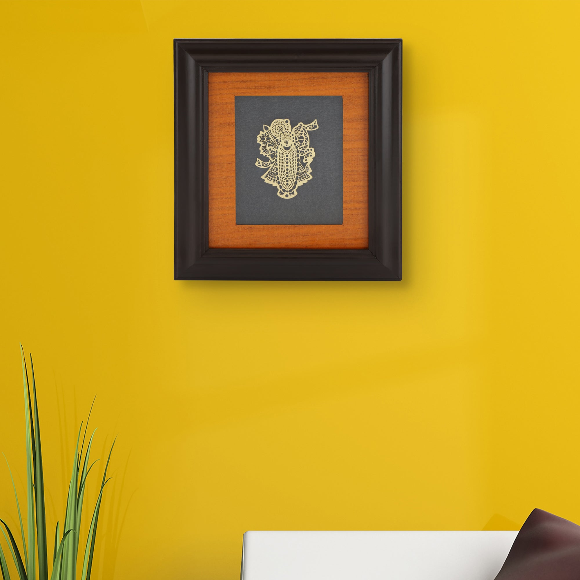 Adoraa's Shreenathji framed brass metal wall art décor ADORAA