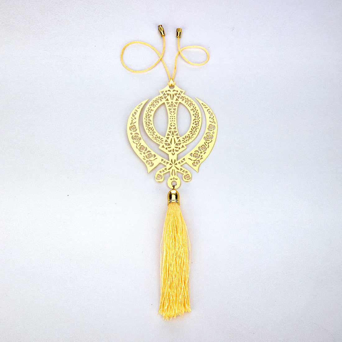 Khanda Punjabi Sikh Hanging Accessories for Car rear view mirror Décor in Brass