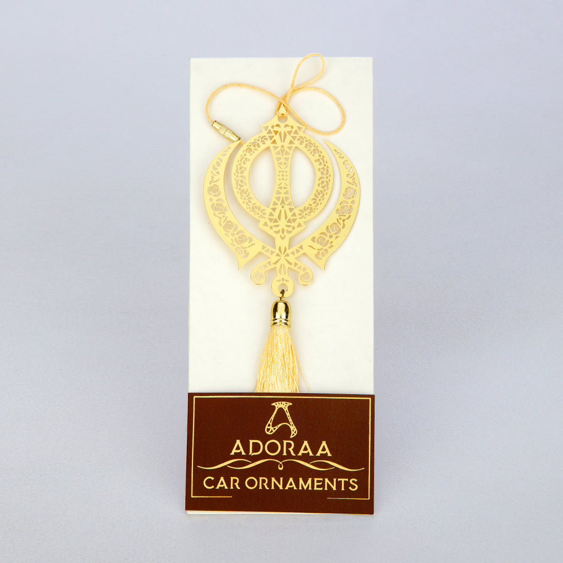 Khanda Punjabi Sikh Hanging Accessories for Car rear view mirror Décor in Brass