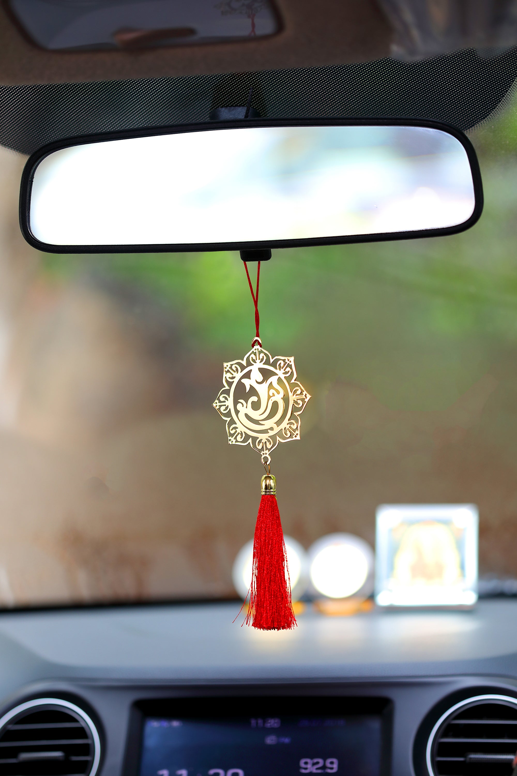 Ganesha Hanging Accessories for Car Rear View Mirror Decor in Brass