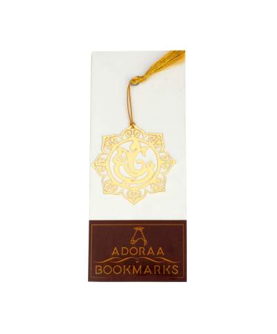 Ganesha Ganpati in lotus Golden Brass Metal Bookmark with Golden Tassel - Perfect Gift for Friends & Family