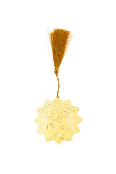 ADORAA's Lotus Ganesha Golden Brass Metal Bookmark with Golden Tassel - Perfect Gift for Friends & Family