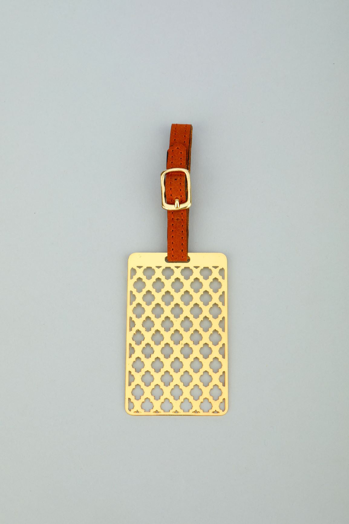 Adoraa's Noor Collection Floral Design Brass Luggage Tag