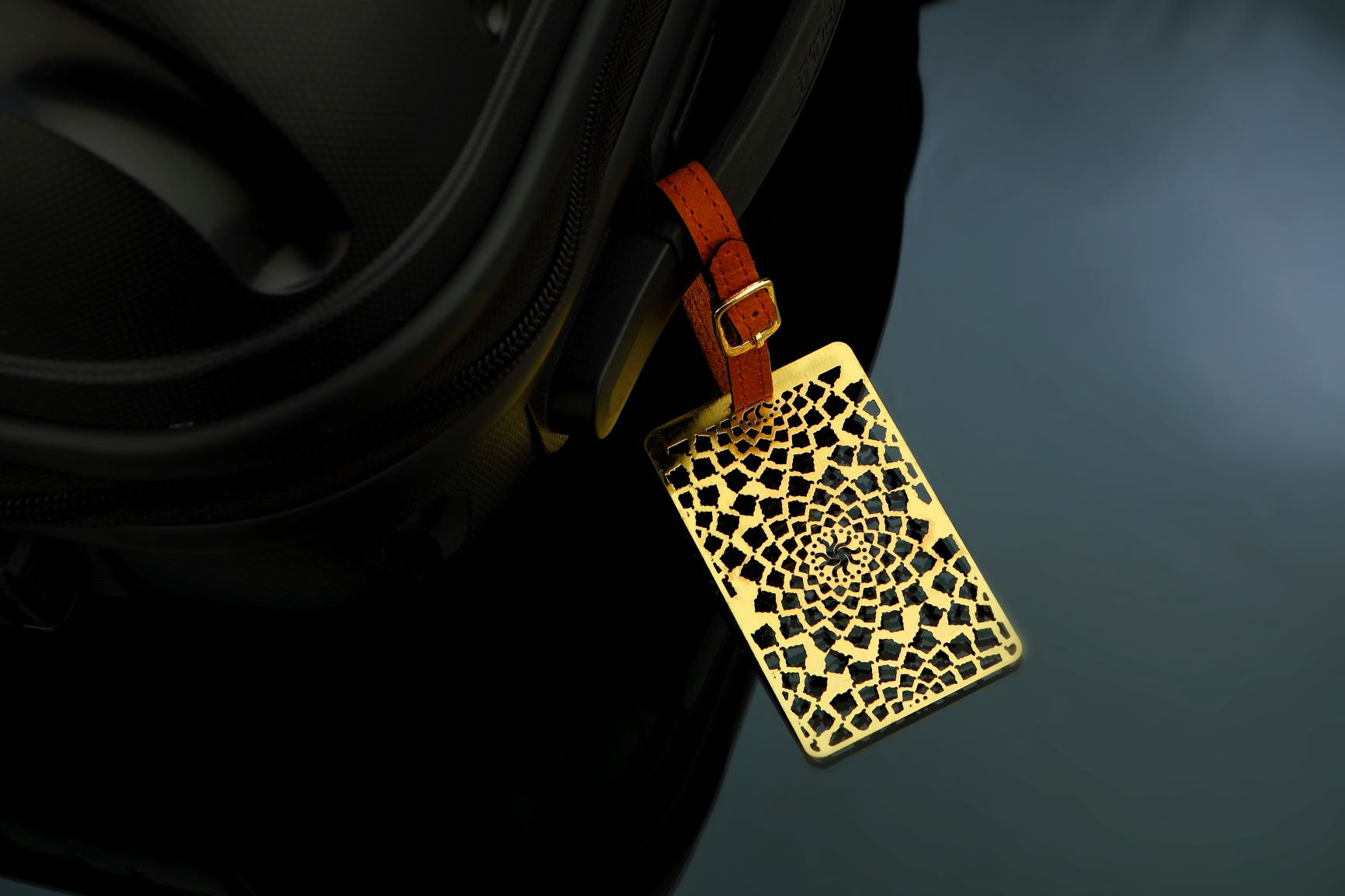 Adoraa's Noor Collection Circular Design Brass Luggage Tag