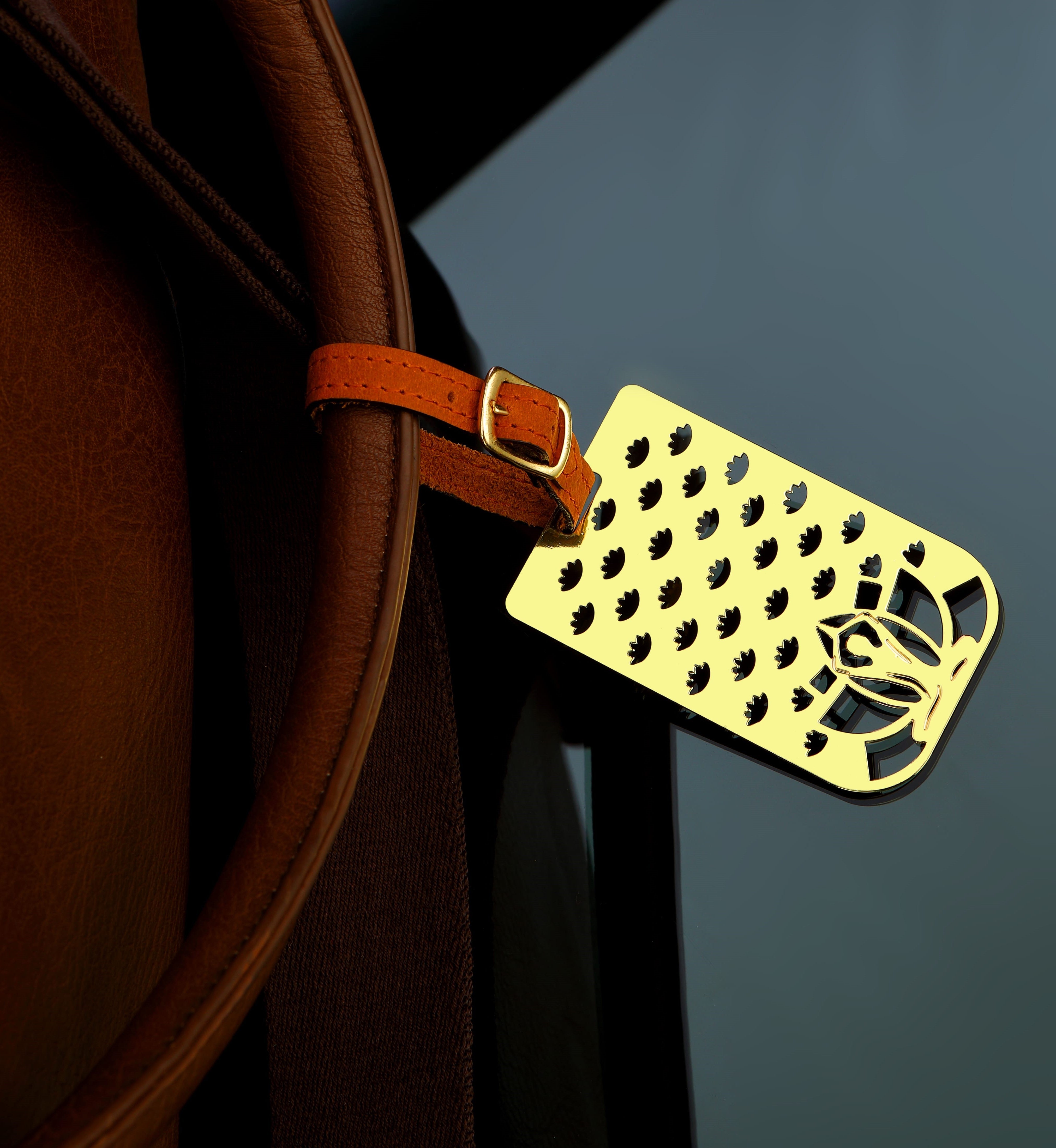 Adoraa's Rythym Collection Yoga Brass Luggage Tag