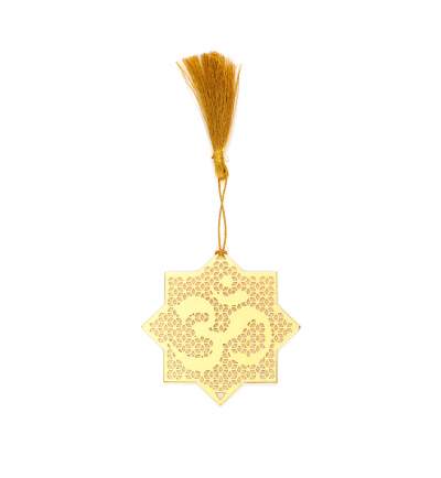 AUM/OM Symbol Golden Brass Metal Bookmark with Golden Tassel