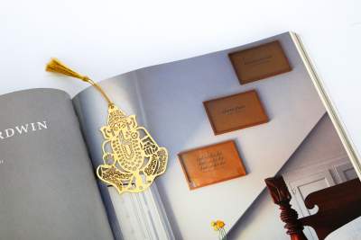 Ganesha Ganpati Golden Brass Metal Bookmark with Golden Tassel - Perfect Gift for Friends & Family