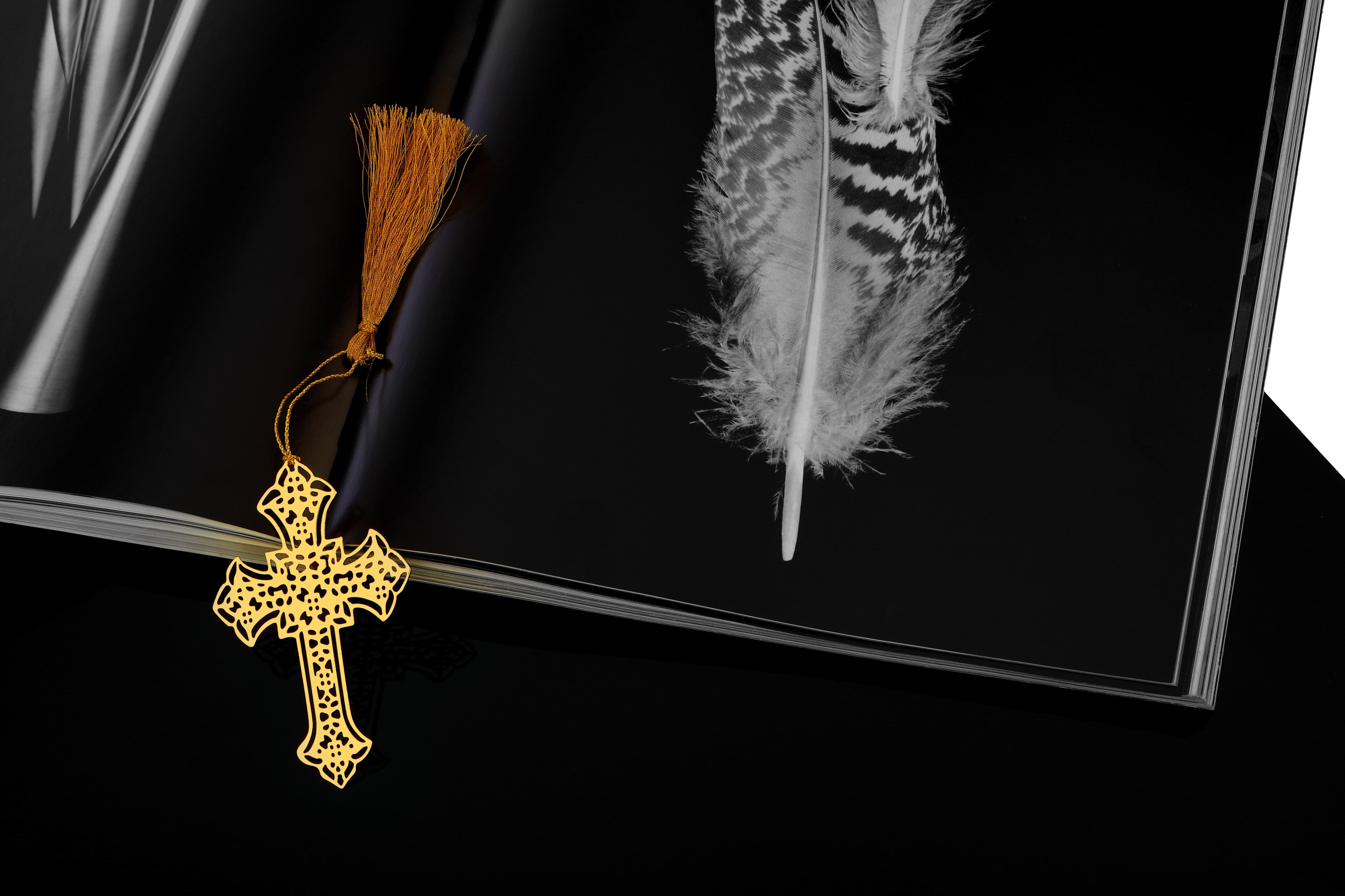 ADORAA's Christian Cross Symbol Golden Brass Metal Bookmark