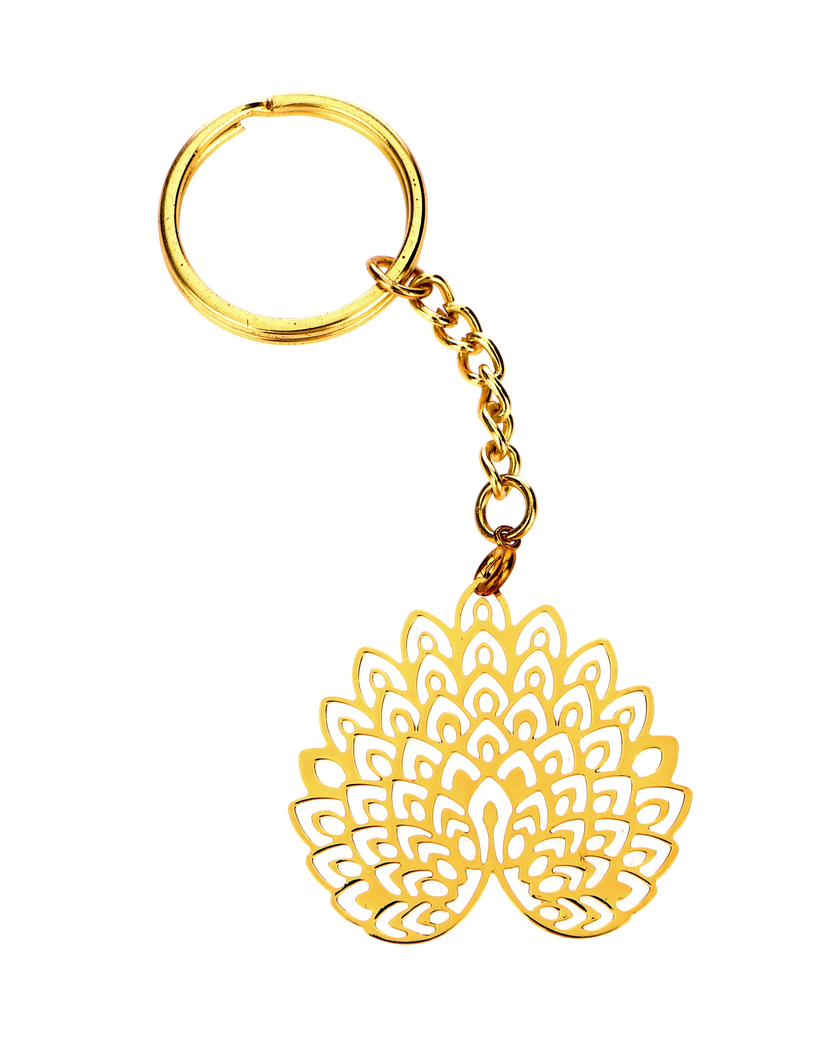 Adoraa's Peacock Brass Key Chain Ring in Golden Finish