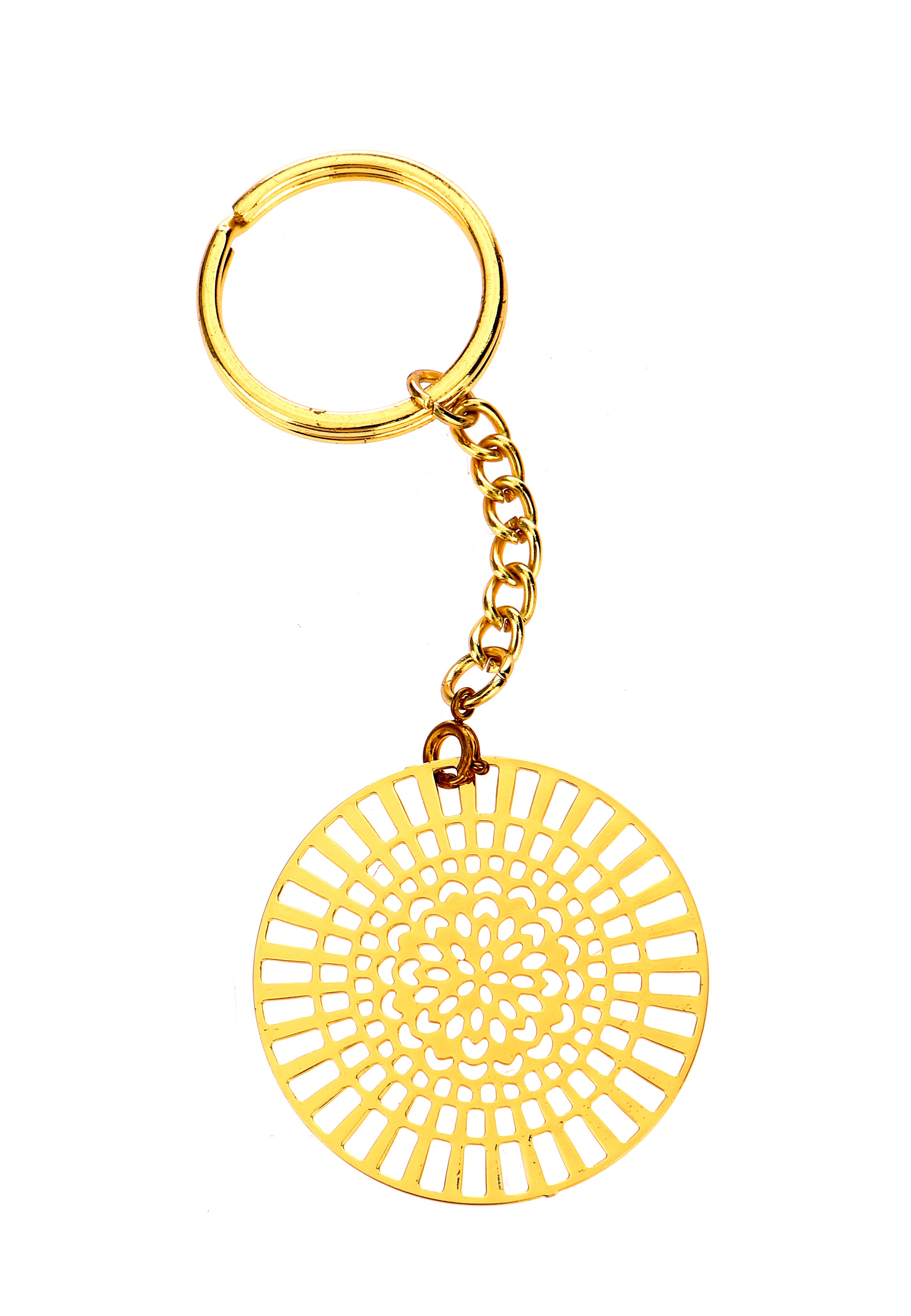 Adoraa's Dial Design Brass Key Chain Ring in Golden Finish
