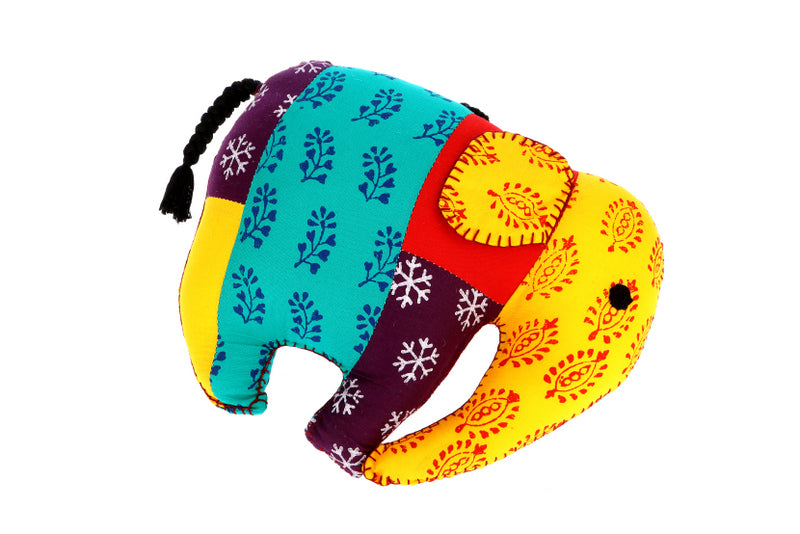Elephant Shape Multicolor Handmade Cushion