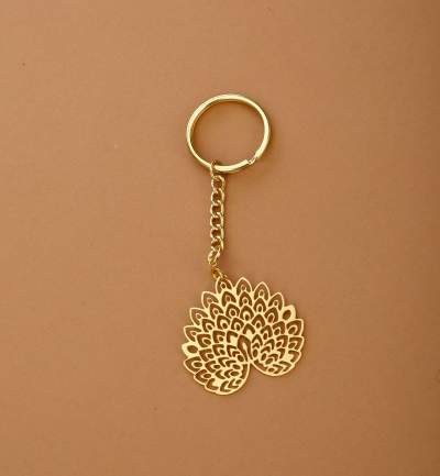 Adoraa's Peacock Brass Key Chain Ring in Golden Finish