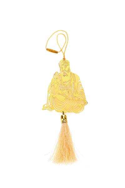 Pack of 2 - Gurunanak Devji Hanging Accessories for Car rear view mirror Décor in Brass