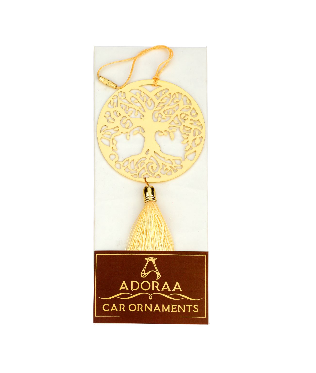 Tree of Life Car rear view mirror hanging décor accessories in Brass