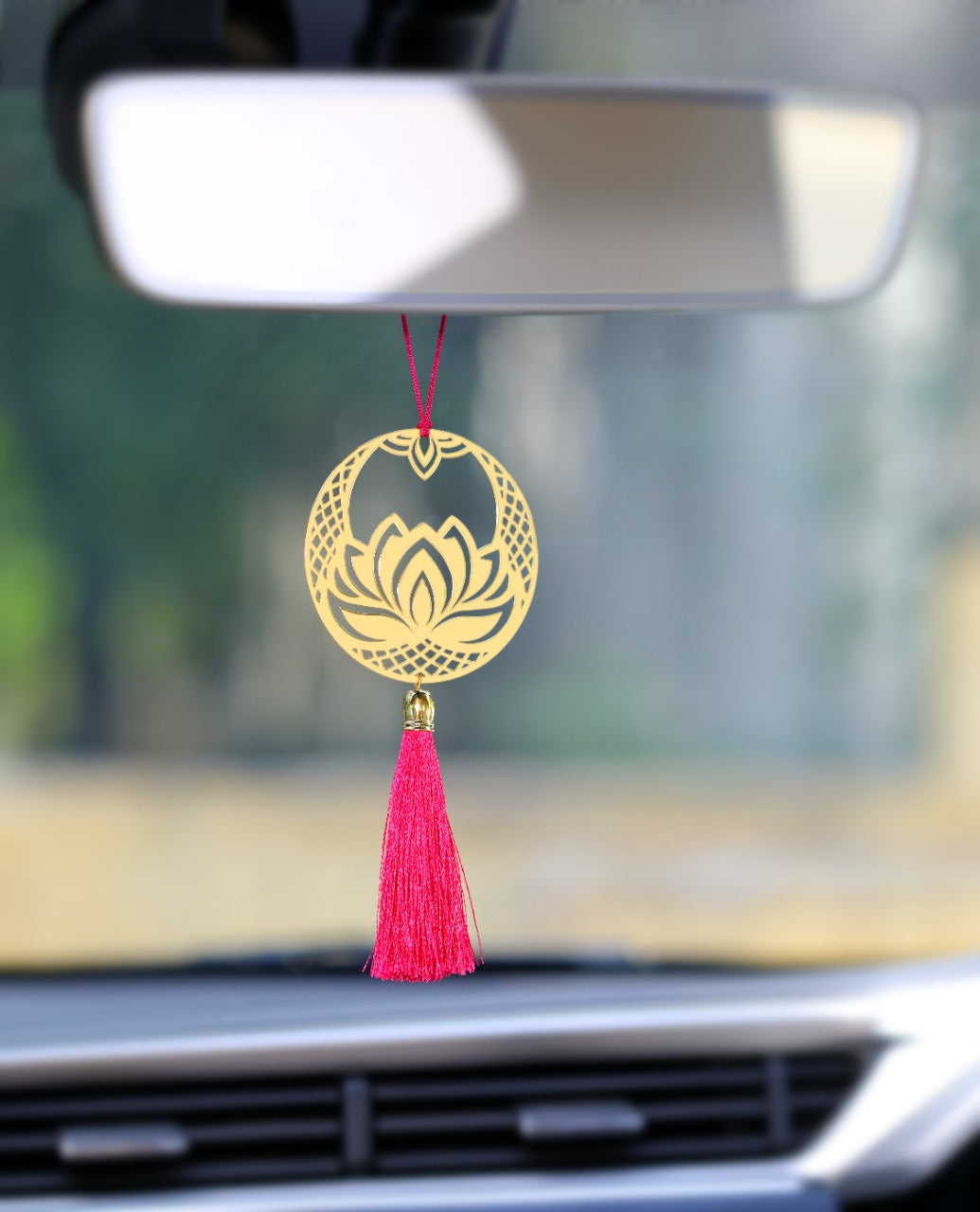 Lotus car rear view mirror hanging décor in brass metal